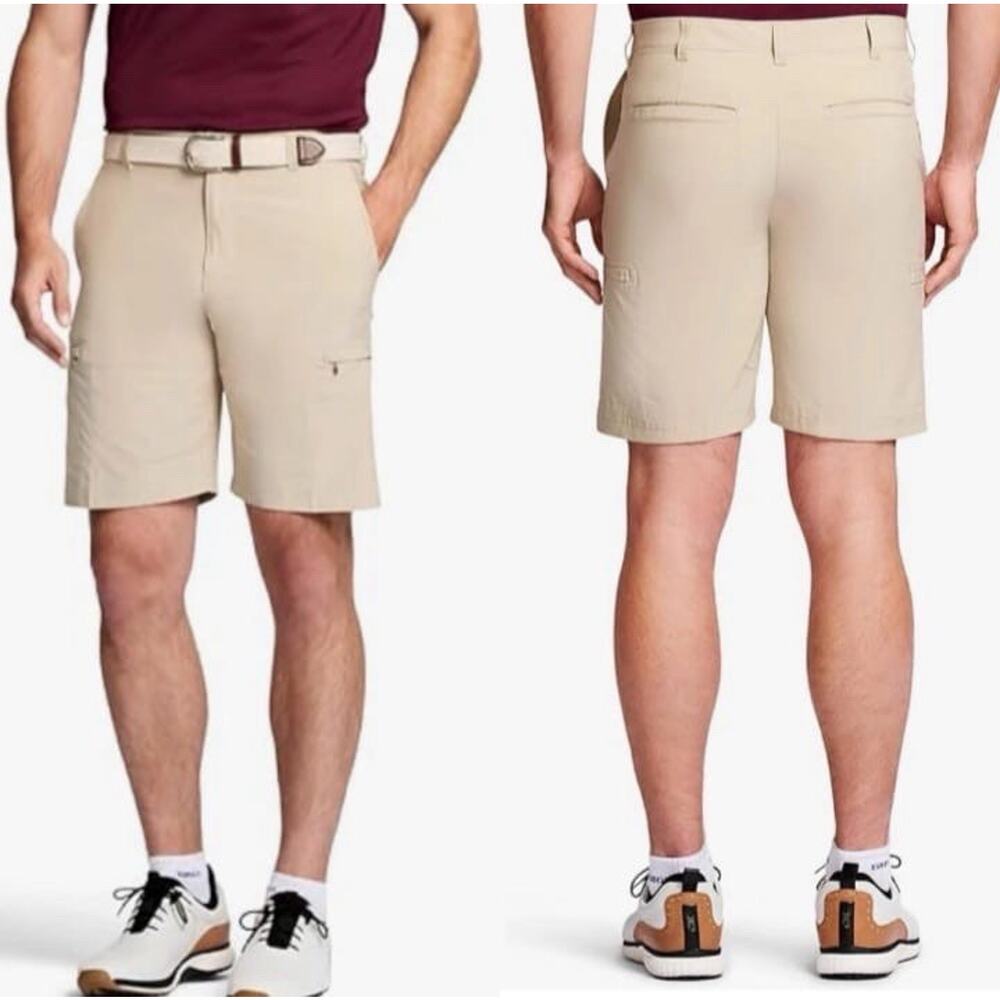 Izod Men's Shorts Golf Swing Flex Stretch UPF 50 Cargo Beige Size 36